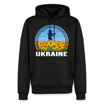 UKRAINE Soldat SONNENBLUME slava ukraini HELD - Männer Premium Bio Hoodie - Schwarz - Vorne - Nico (187cm)
