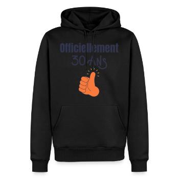 Officiellement 30 Ans - Sweat à capuche Premium bio Homme - noir - Devant - Nico (187cm)