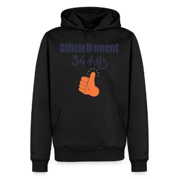 Officiellement 34 Ans - Sweat à capuche Premium bio Homme - noir - Devant - Nico (187cm)