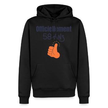 Officiellement 58 Ans - Sweat à capuche Premium bio Homme - noir - Devant - Nico (187cm)