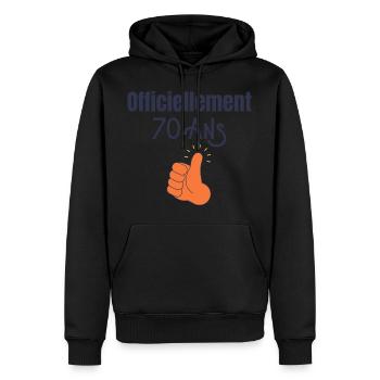 Officiellement 70 Ans - Sweat à capuche Premium bio Homme - noir - Devant - Nico (187cm)