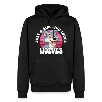 Wolf juste une fille qui aime les loups Wolfskopf - Sweat à capuche Premium bio Homme - noir - Devant - Nico (187cm)