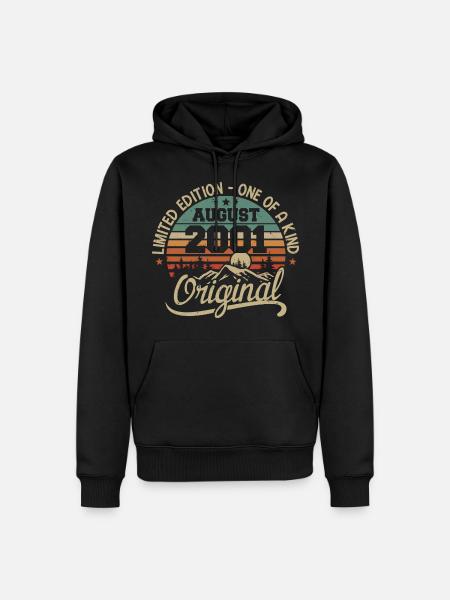 August 2001 Geburtstagsgeschenk - geboren im August 2001 - Männer Premium Bio Hoodie - Schwarz