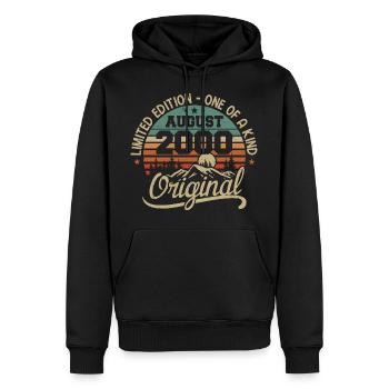 August 2000 Geburtstagsgeschenk - geboren im August 2000 - Männer Premium Bio Hoodie - Schwarz - Vorne - Nico (187cm)
