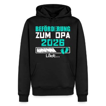 Promotion au poste de grand-père 2026 - Sweat à capuche Premium bio Homme - noir - Devant - Nico (187cm)
