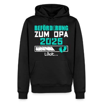 Beförderung zum Opa 2025 - Männer Premium Bio Hoodie - Schwarz - Vorne - Nico (187cm)