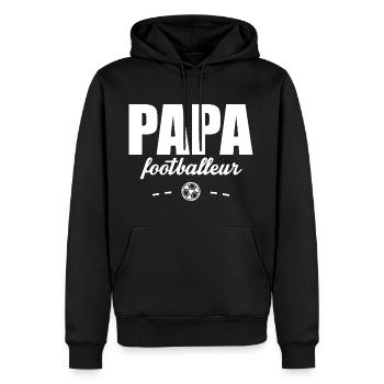 Papa Footballeur Football Ballon - Sweat à capuche Premium bio Homme - noir - Devant - Nico (187cm)