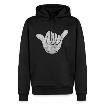 Shaka signe main motocross descente vague de surf - Sweat à capuche Premium bio Homme - noir - Devant - Nico (187cm)
