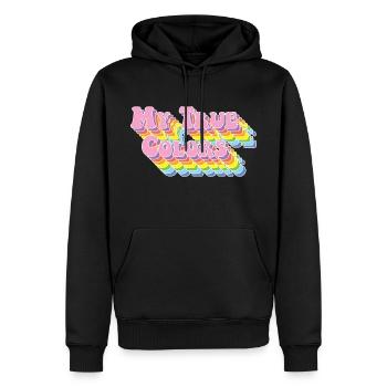 My true colors: rainbow vintage - Männer Premium Bio Hoodie - Schwarz - Vorne - Nico (187cm)