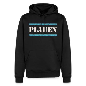Plauen Vintage - Männer Premium Bio Hoodie - Schwarz - Vorne - Nico (187cm)