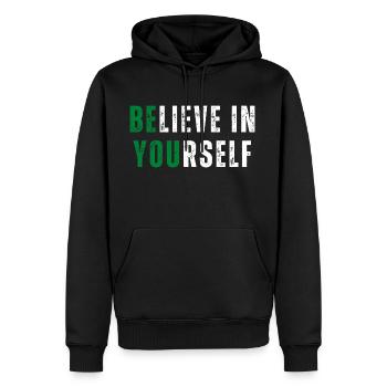 Croyez en vous! Motivation Coach d’Amour de Soi - Sweat à capuche Premium bio Homme - noir - Devant - Nico (187cm)