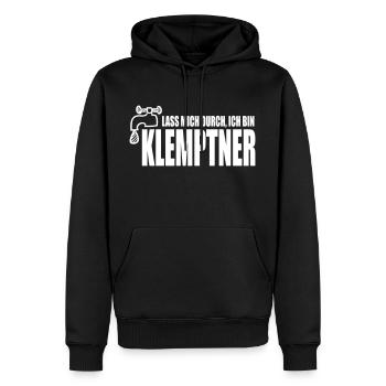 Lass mich durch, ich bin Klemptner - Männer Premium Bio Hoodie - Schwarz - Vorne - Nico (187cm)