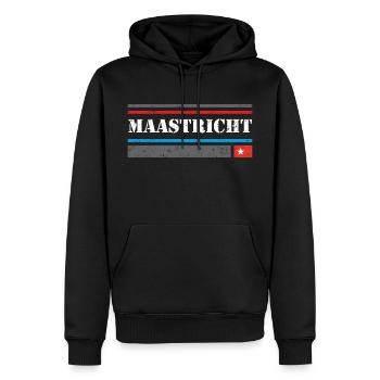 Maastricht Design - VINTAGE - Männer Premium Bio Hoodie - Schwarz - Vorne - Nico (187cm)