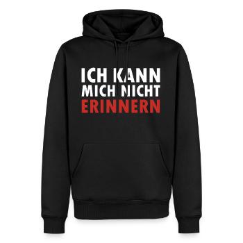 Ich kann mich nicht Erinnern lustige Sprüche - Männer Premium Bio Hoodie - Schwarz - Vorne - Nico (187cm)