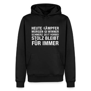 Heute Kämpfer morgen gewinner weiß - Männer Premium Bio Hoodie - Schwarz - Vorne - Nico (187cm)