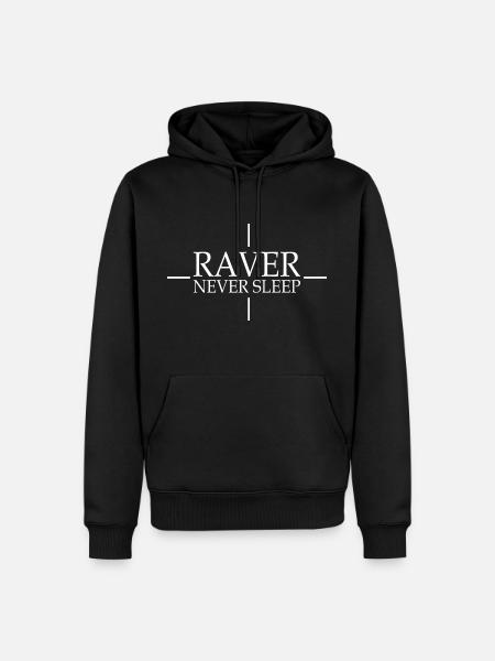 Raver Never Sleep - Männer Premium Bio Hoodie - Schwarz