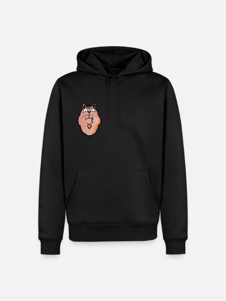 Katze mit Wurm im Maul - Männer Premium Bio Hoodie - Schwarz