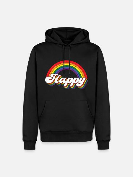 Happy Rainbow - Men’s Premium Organic Hoodie - black