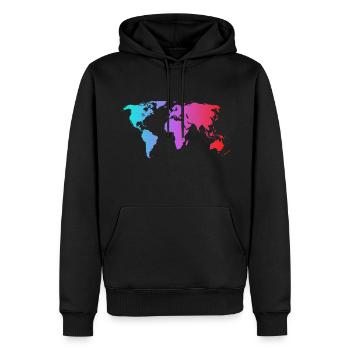 The colorful World Map eine bunte Welt Karte - Männer Premium Bio Hoodie - Schwarz - Vorne - Nico (187cm)