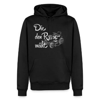 Die den Rasen maeht Rasentraktor I - Männer Premium Bio Hoodie - Schwarz - Vorne - Nico (187cm)