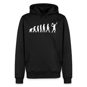 Tennis Evolution Tennisspieler Lustig - Männer Premium Bio Hoodie - Schwarz - Vorne - Nico (187cm)