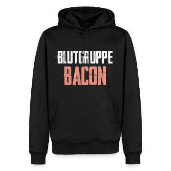 Blutgruppe Bacon - Männer Premium Bio Hoodie - Schwarz - Vorne - Nico (187cm)