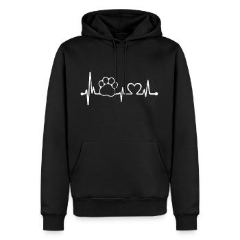 Patte de chien avec le battement de cœur Chien d’amour chien - Sweat à capuche Premium bio Homme - noir - Devant - Nico (187cm)