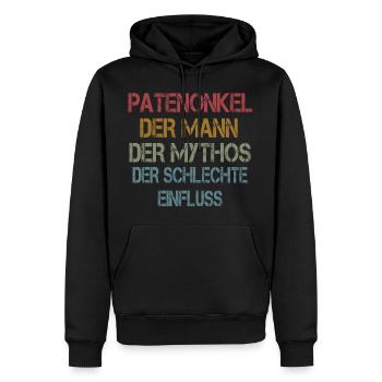 Patenonkel - der Mythos - der schlechte Einfluss - Männer Premium Bio Hoodie - Schwarz - Vorne - Nico (187cm)