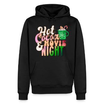 Hot cocoa movie night Cocoa Chocolate Film Cinema - Men’s Premium Organic Hoodie - black - Front - Nico (187cm)