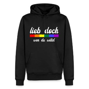 Lieb Doch Wen Du Willst - LGBTQ Spruch - Männer Premium Bio Hoodie - Schwarz - Vorne - Nico (187cm)