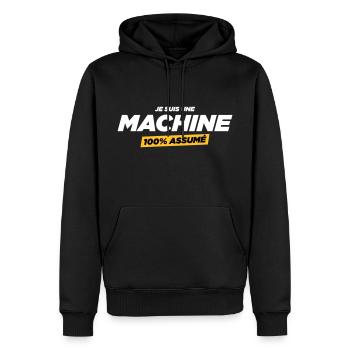 je suis une machine - Sweat à capuche Premium bio Homme - noir - Devant - Nico (187cm)