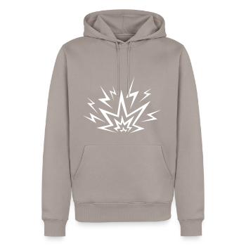 Comic Explosion - Männer Premium Bio Hoodie - Taupe - Vorne - Nico (187cm)