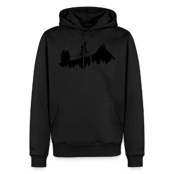 VTT - vététistes à la montagne - Sweat à capuche Premium bio Homme - noir - Devant - Nico (187cm)