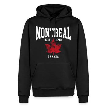 Montreal - Männer Premium Bio Hoodie - Schwarz - Vorne - Nico (187cm)