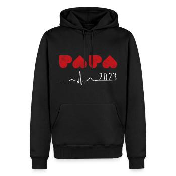 Father with heart 2023 Heartbeat Dad - Men’s Premium Organic Hoodie - black - Front - Nico (187cm)
