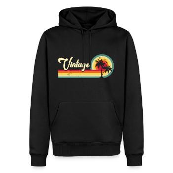 Vintage Palmen Strand Sommer - Männer Premium Bio Hoodie - Schwarz - Vorne - Nico (187cm)