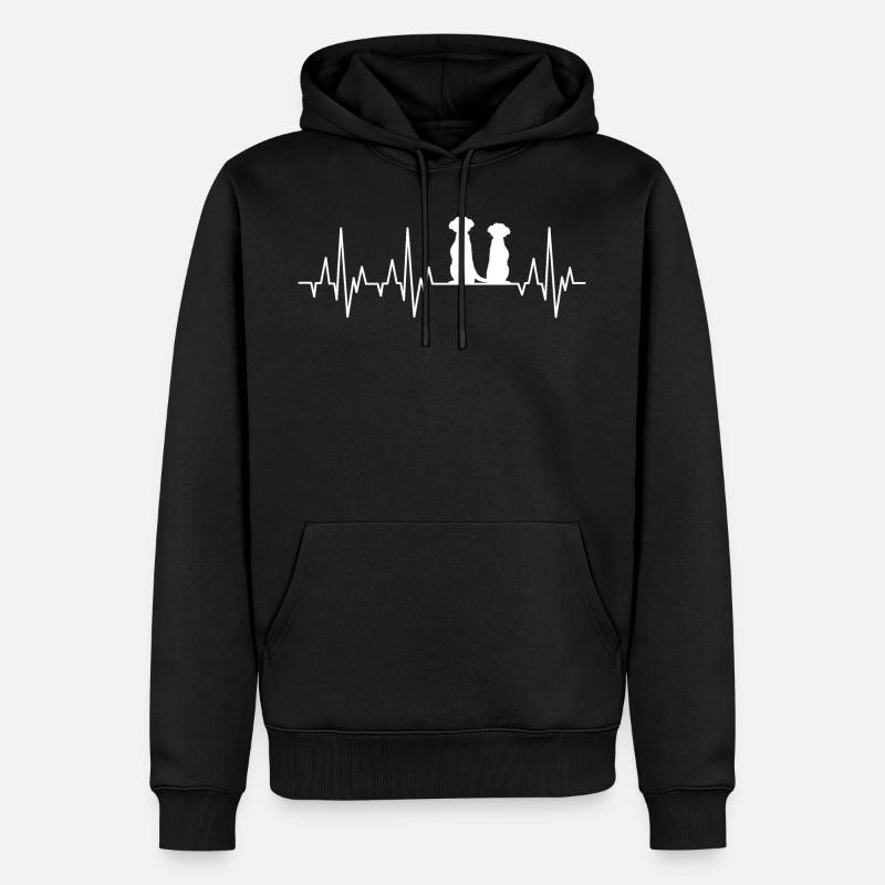 Erdmännchen Herzschlag - Männer Premium Bio Hoodie - Schwarz