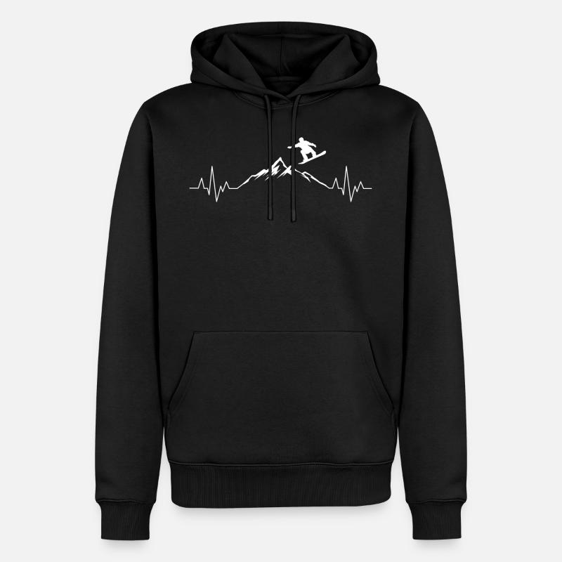 Snowboard Herzschlag - Männer Premium Bio Hoodie - Schwarz