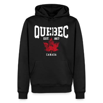 Quebec - Männer Premium Bio Hoodie - Schwarz - Vorne - Nico (187cm)