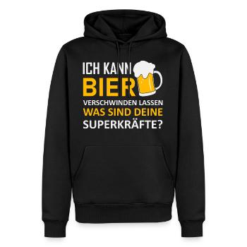 Ich kann Bier verschwinden lassen Bier Sprüche - Männer Premium Bio Hoodie - Schwarz - Vorne - Nico (187cm)