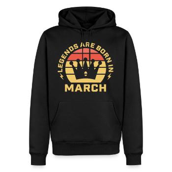 The legends are born in March, birthday in March - Männer Premium Bio Hoodie - Schwarz - Vorne - Nico (187cm)