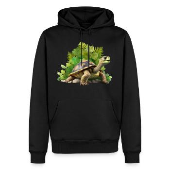 Tortue aux feuilles tropicales Tortues - Sweat à capuche Premium bio Homme - noir - Devant - Nico (187cm)