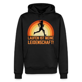 Das Laufen ist meine Leidenschaft Sport der Läufer - Männer Premium Bio Hoodie - Schwarz - Vorne - Nico (187cm)
