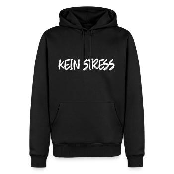 Lustige Sprüche Kein Stress - Männer Premium Bio Hoodie - Schwarz - Vorne - Nico (187cm)