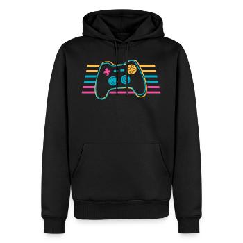 Gamepad Joystick Controller Colorful Gamer - Men’s Premium Organic Hoodie - black - Front - Nico (187cm)
