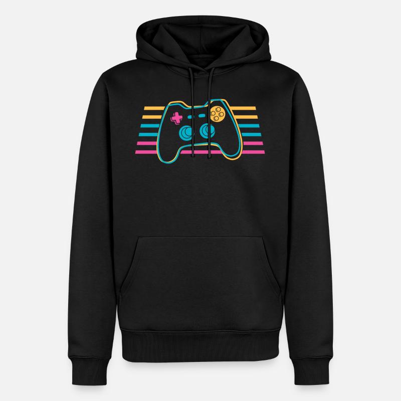 Gamepad Joystick Controller Bunt Gamer - Männer Premium Bio Hoodie - Schwarz