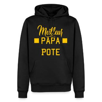 Papa Meilleur Pote - Cadeau Papa - Pere Fils - Sweat à capuche Premium bio Homme - noir - Devant - Nico (187cm)
