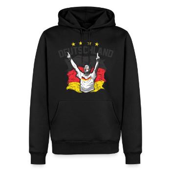 Design 2016 - Fussball Deutschland - RAHMENLOS - Männer Premium Bio Hoodie - Schwarz - Vorne - Nico (187cm)