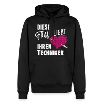 Diese Frau liebt ihren Techniker - Männer Premium Bio Hoodie - Schwarz - Vorne - Nico (187cm)