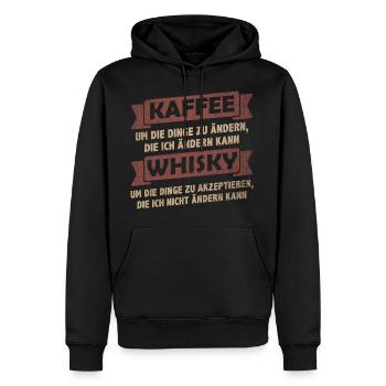 Kaffee Sprüche > Kaffee + Whisky trinken - Männer Premium Bio Hoodie - Schwarz - Vorne - Nico (187cm)